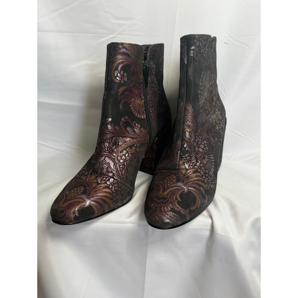 ALDO Metallic Brocade Chunky Ankle Booties Unique Paisley Purple 60s size 7 - Picture 2 of 10